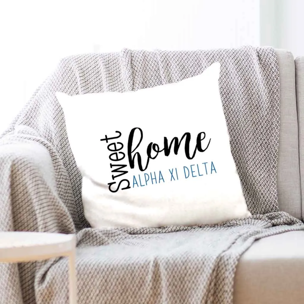 Sweet Home Alpha Xi Delta Throw Pillow Cover for Sorority Room Decor