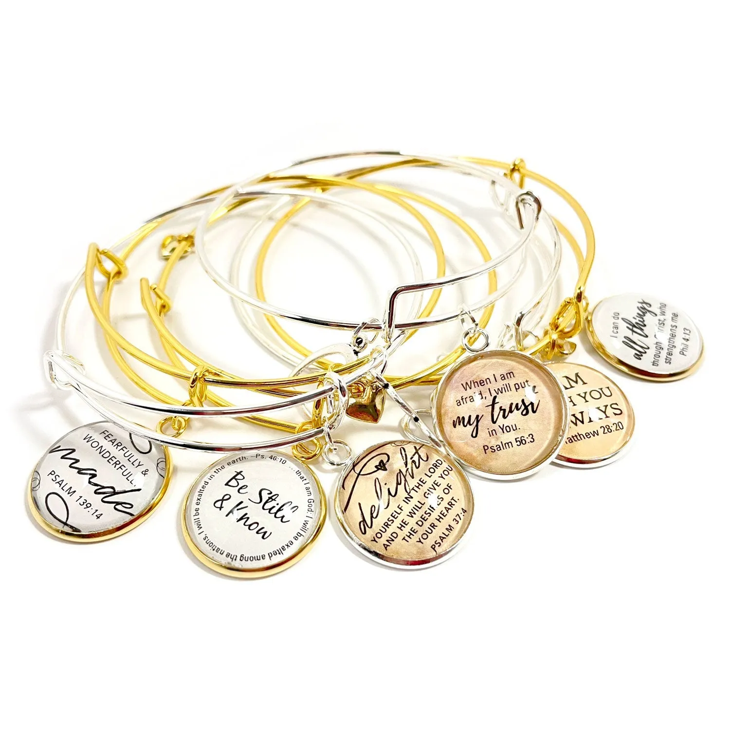 The Lord Who Heals – Yahweh Rapha – Hebrew Names of God Charm Bangle Bracelet, Silver