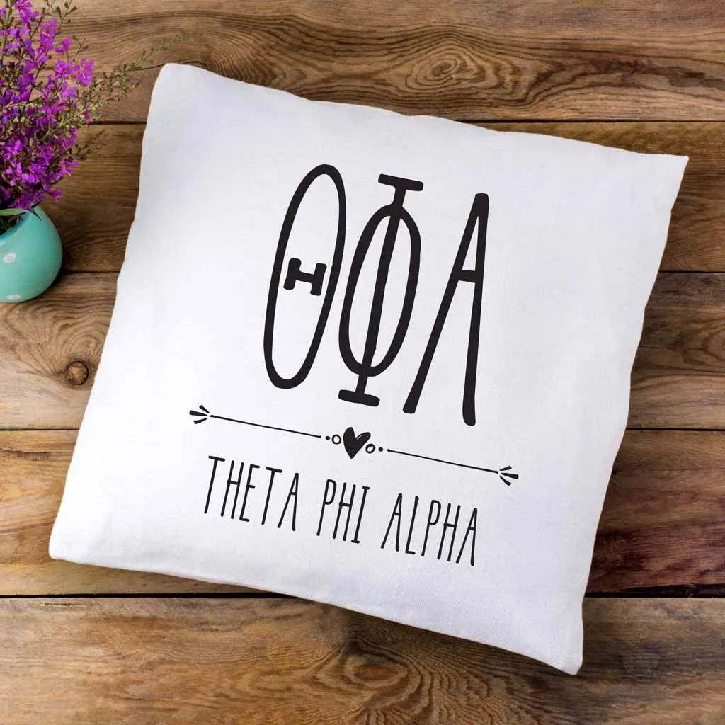 Theta Phi Alpha Greek Boho Sorority Throw Pillow Cover for Dorm or Apartment