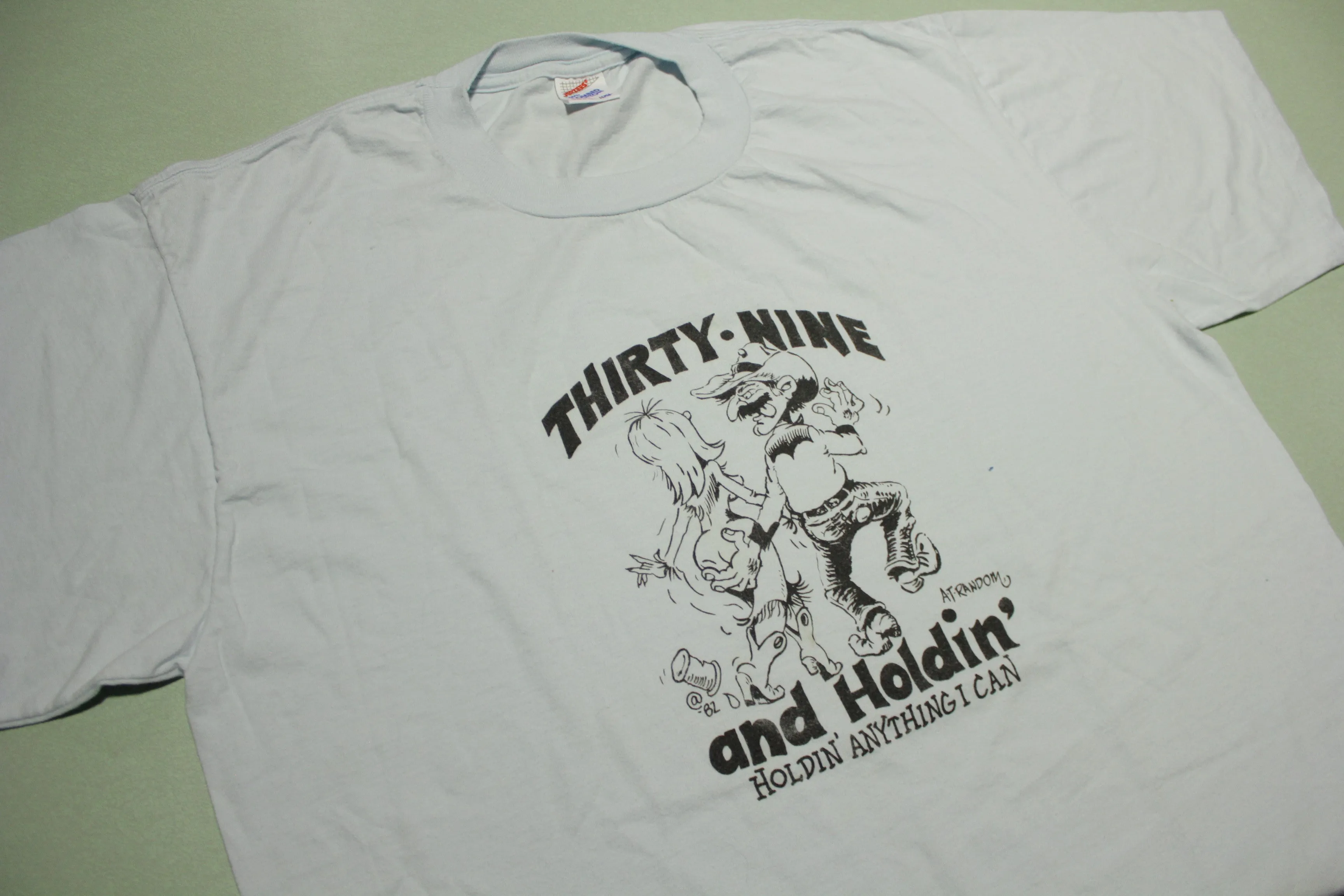 Thirty Nine And Holding Funny Offensive Vintage 80's Nude Single Stitch Jerzees T-Shirt