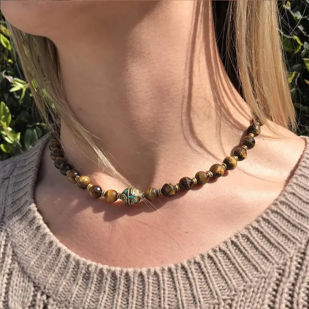 Tiger's Eye Mala Choker or Wrap Bracelet for Prosperity