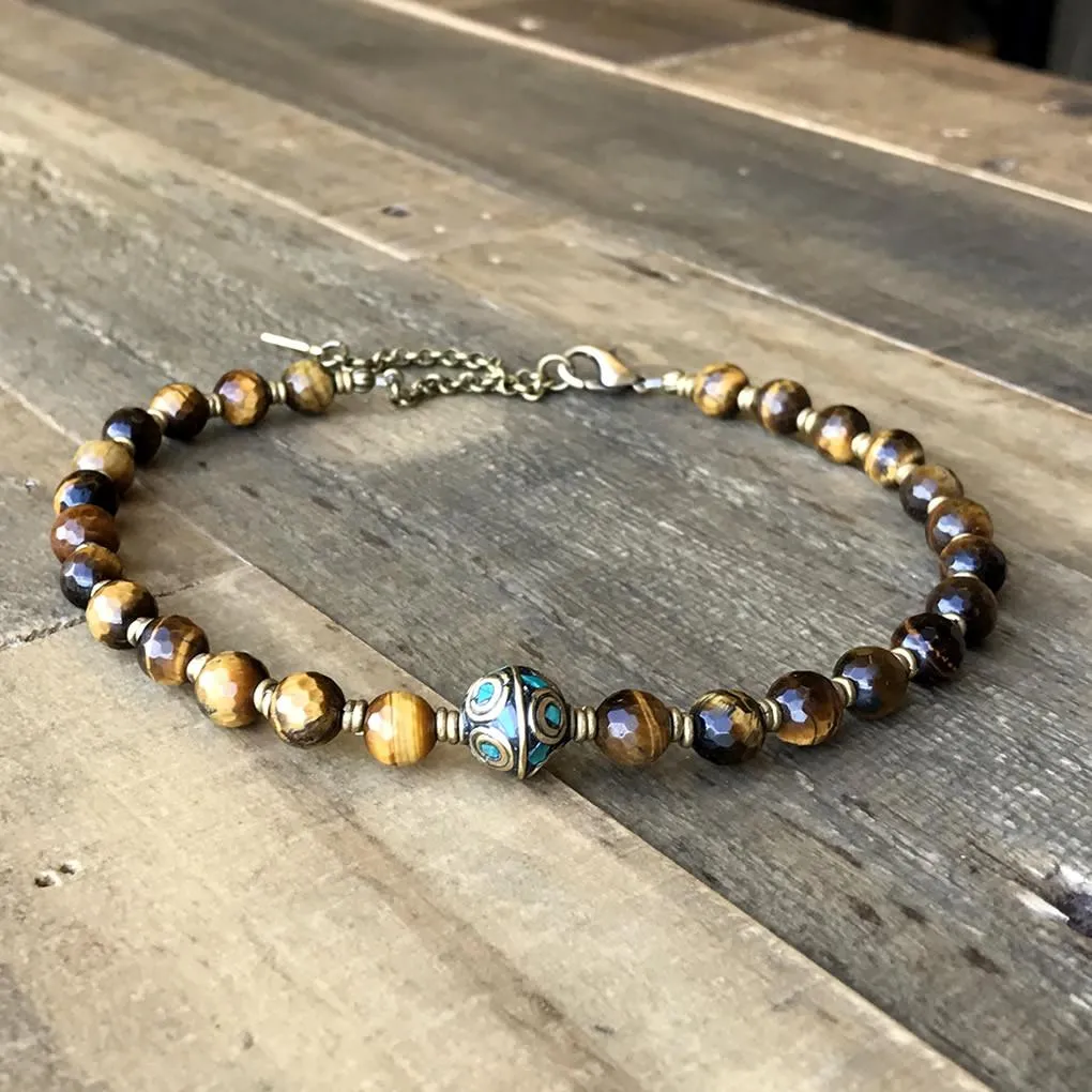 Tiger's Eye Mala Choker or Wrap Bracelet for Prosperity