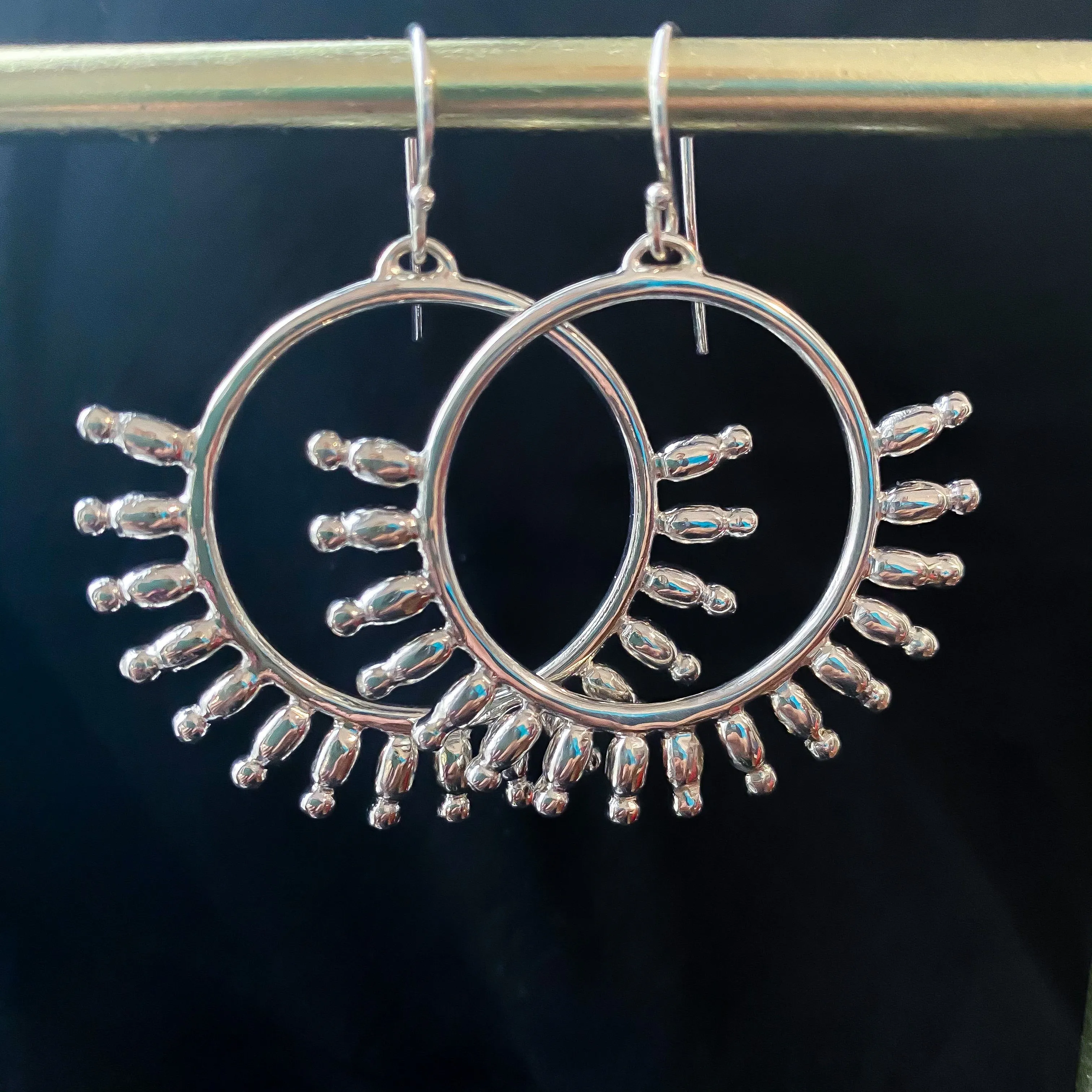 Tribal Hoop Earrings Sterling Silver