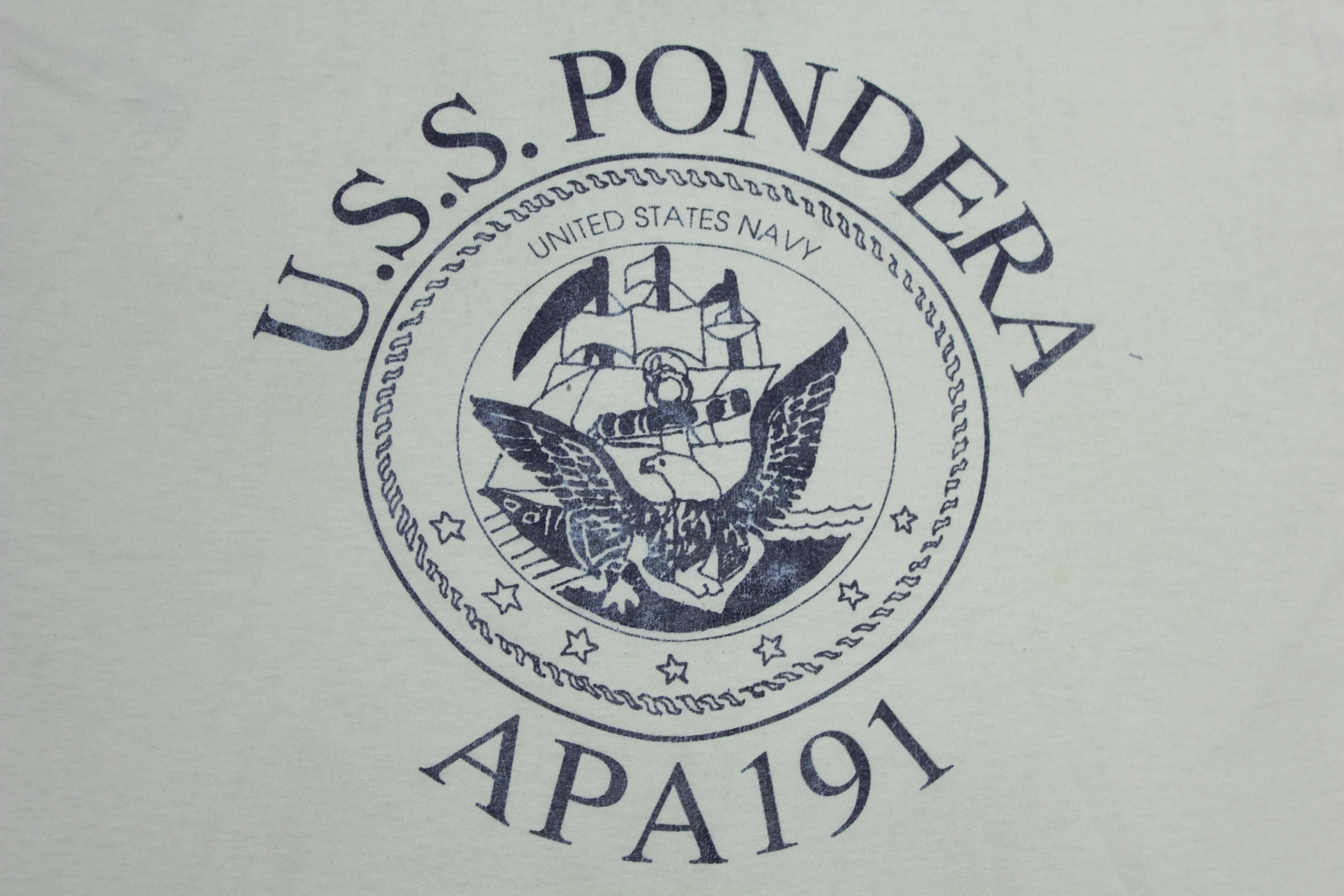 USS Pondera APA191 Vintage 90's U.S. Navy Military Made in USA T-Shirt