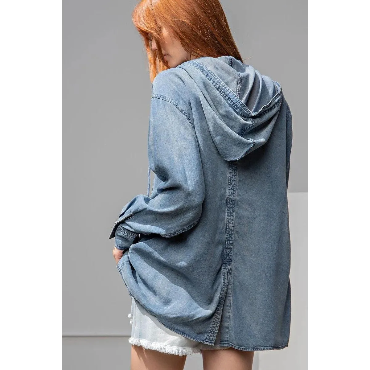 Washed Denim Shirt Jacket