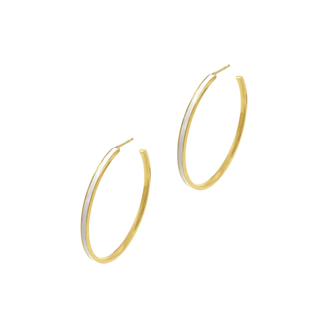 White Enamel 2 Hoops gold