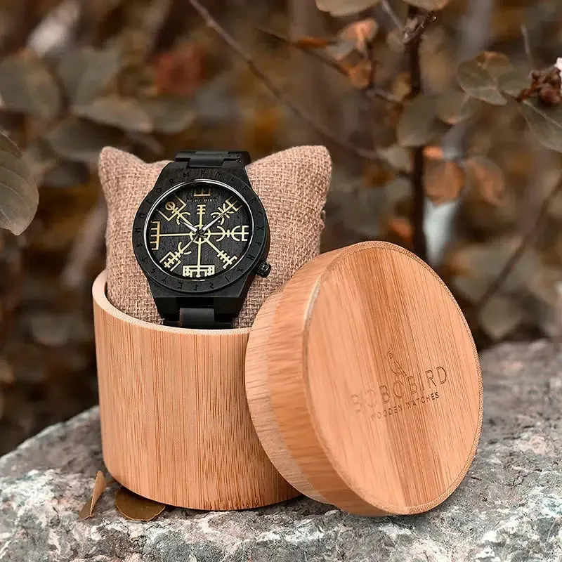 Wooden Viking Watch VEGVISIR DARK