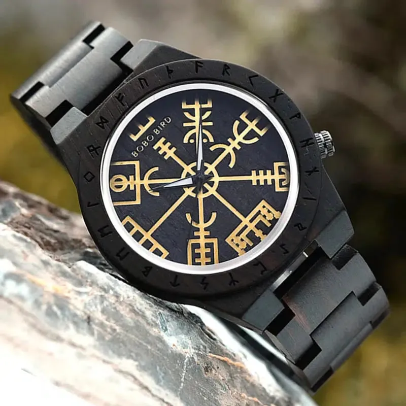 Wooden Viking Watch VEGVISIR DARK