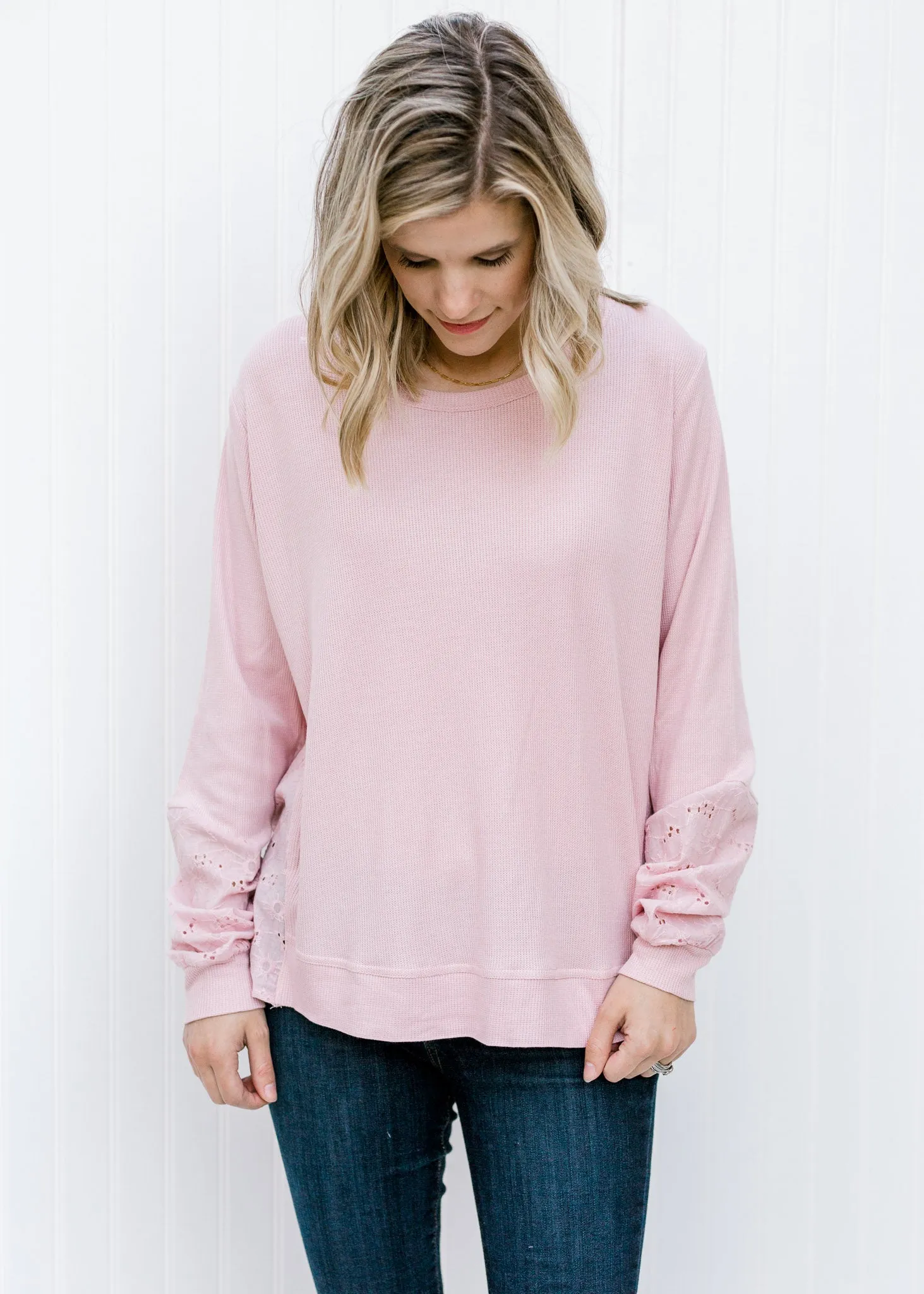 X Eyelet Mauve Top