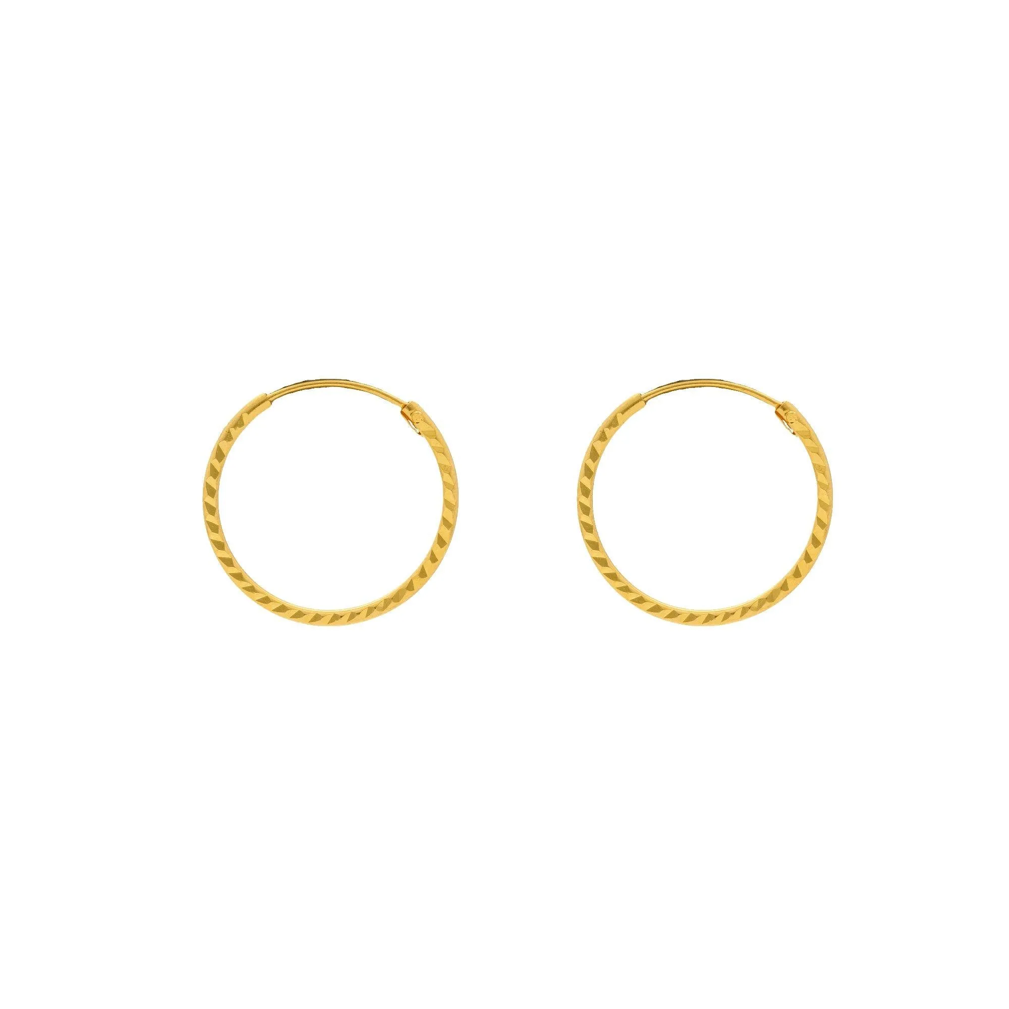 Yellow Gold Hammered Hoops, 1.5 Grams