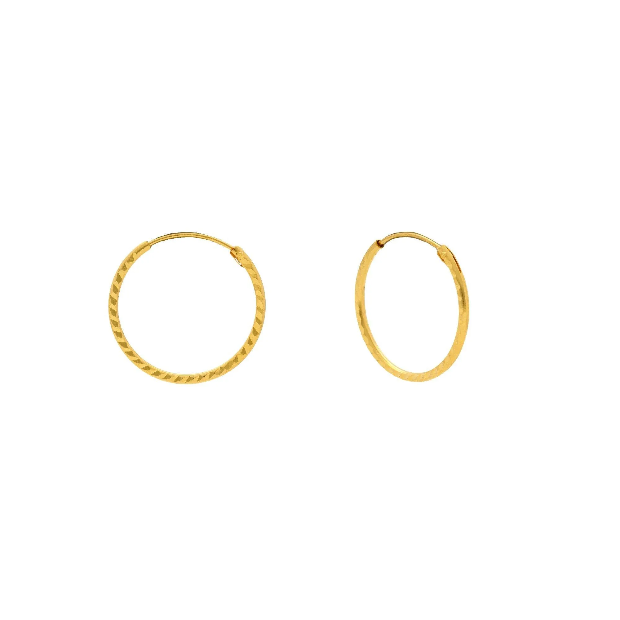 Yellow Gold Hammered Hoops, 1.5 Grams