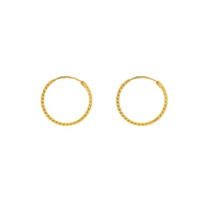 Yellow Gold Hammered Hoops, 1.5 Grams