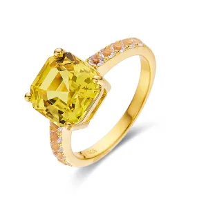 Yellow Sapphire Asscher Cut Solitaire Ring