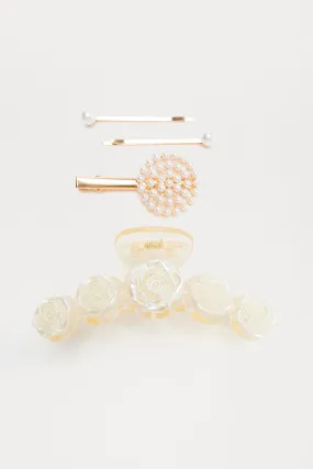 Yes To Forever 4 Piece Hair Set - White/Gold