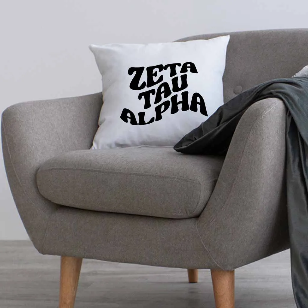 Zeta Tau Alpha Greek Mod Design on a Sorority Throw Pillow Cover for Dorm Room or Apartment Decor