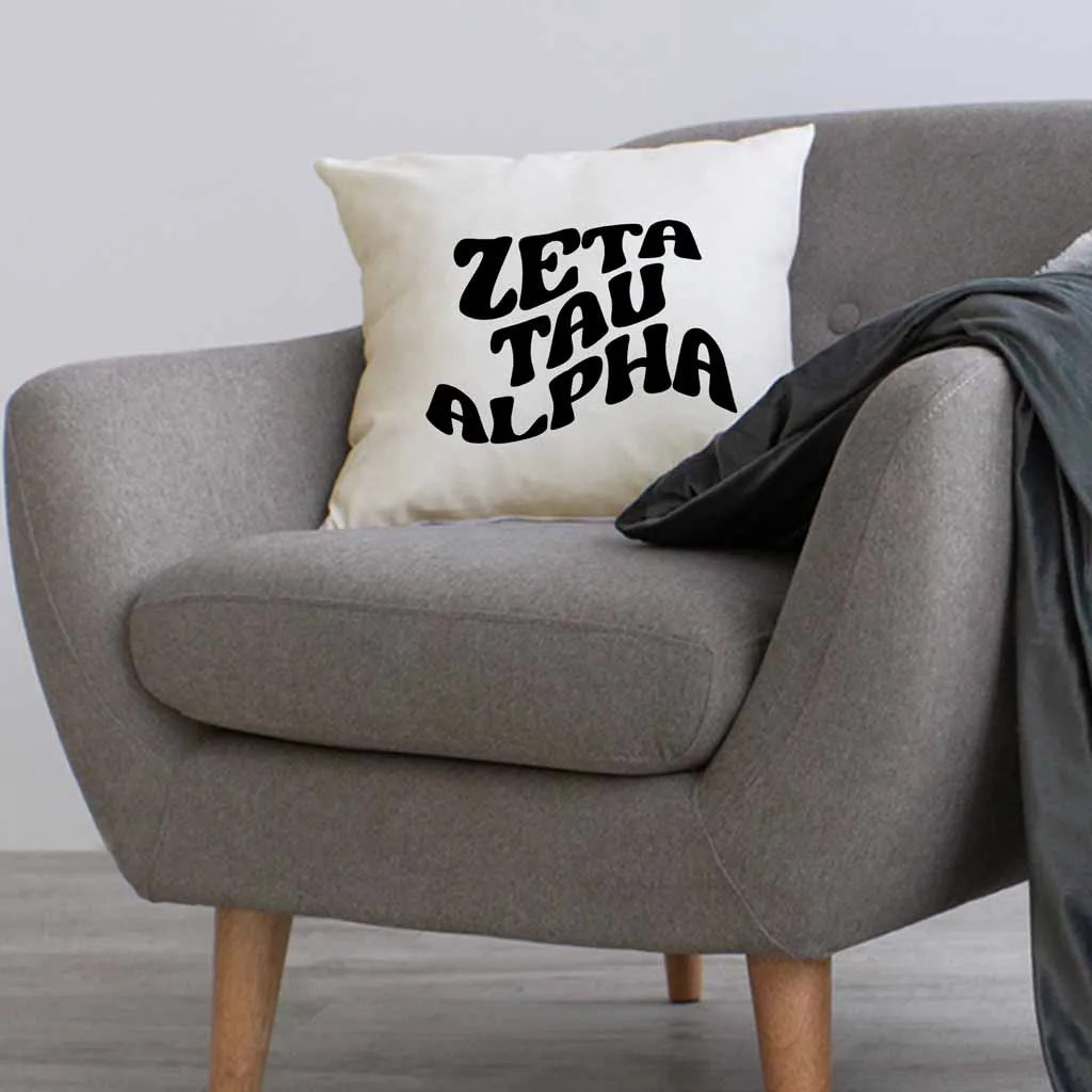 Zeta Tau Alpha Greek Mod Design on a Sorority Throw Pillow Cover for Dorm Room or Apartment Decor