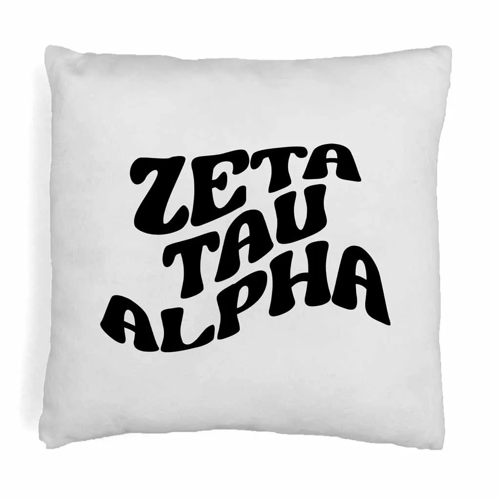 Zeta Tau Alpha Greek Mod Design on a Sorority Throw Pillow Cover for Dorm Room or Apartment Decor