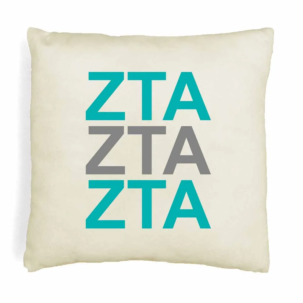 Zeta Tau Alpha Throw Pillow Cover with Greek Letters